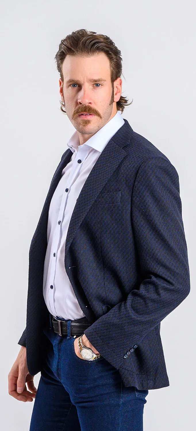 Alain Delon giacca blu microfantasia sfoderata slim fit