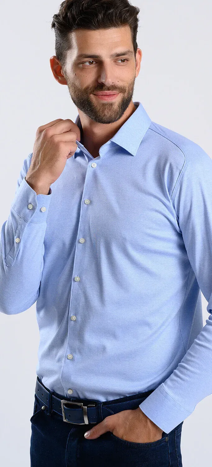 Alain Delon camicia extra slim azzurra elasticizzata XXL