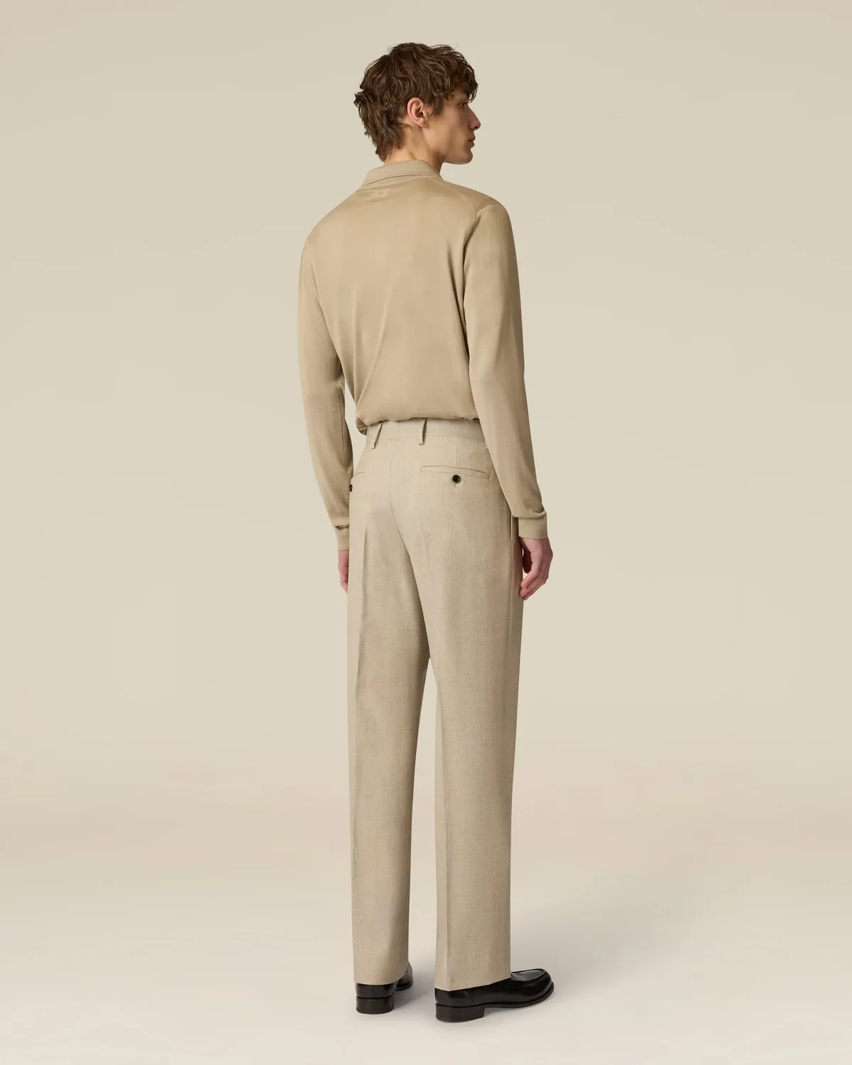 Lardini Le Origini pantalone lana beige con pieghe
