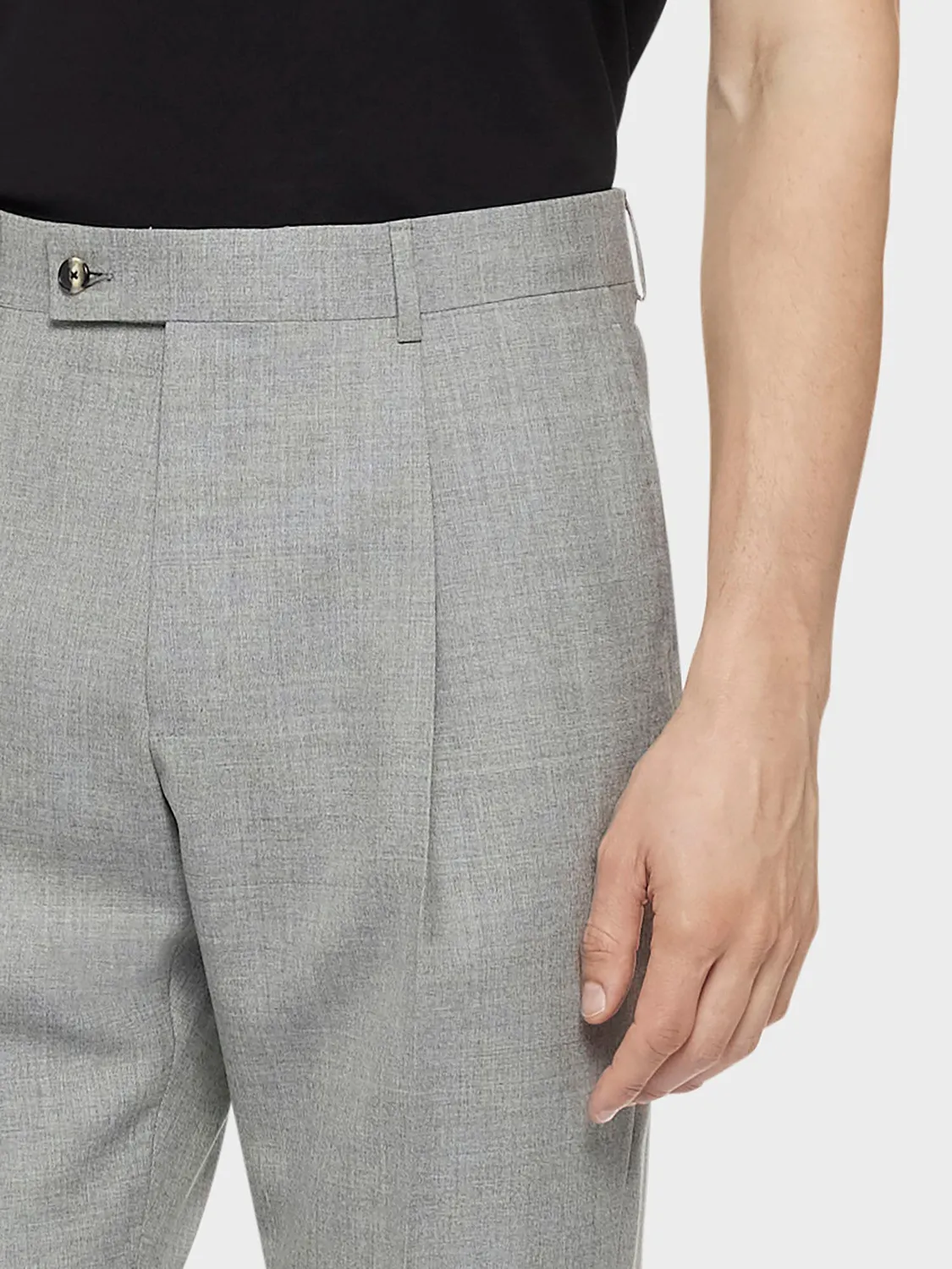 Caruso Pantalone carrot-fit lana grigio pince