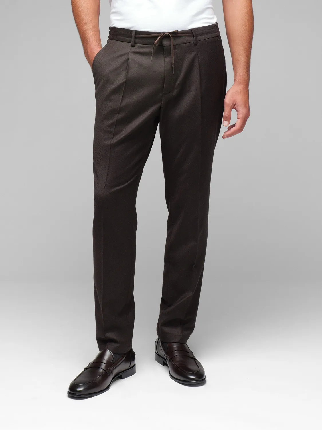 Paoloni Pantalone jogging flanella lana marrone