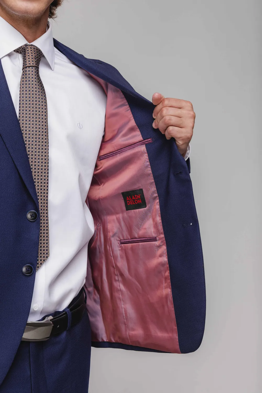 Alain Delon Slim Fit abito blu strutturato taglia 50
