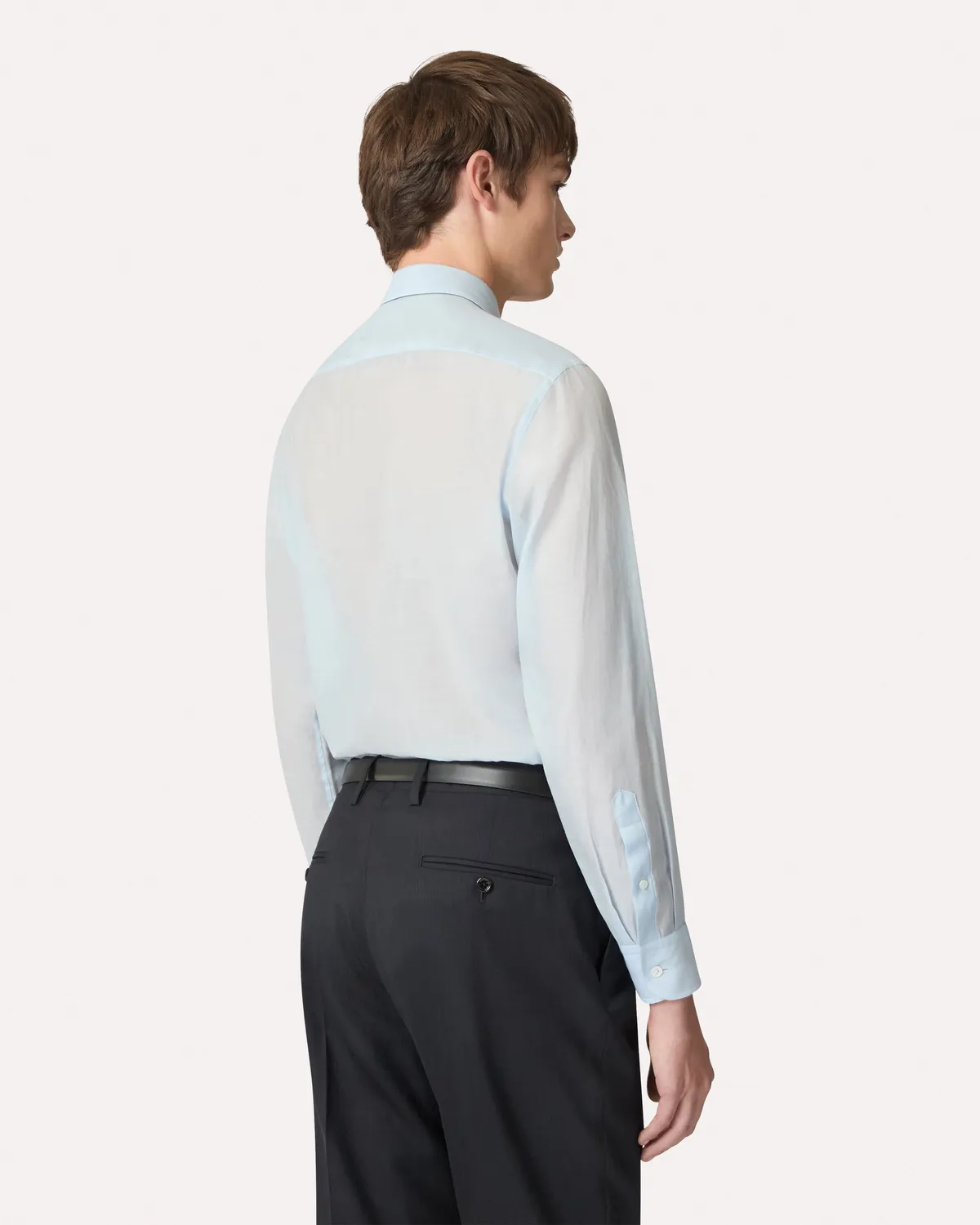 Lardini camicia celeste cotone seta organzino