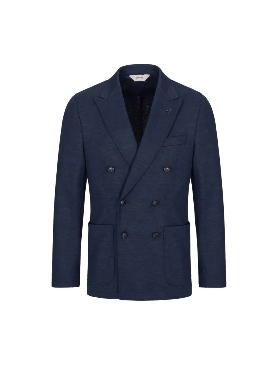 Paoloni Giacca Doppiopetto Jersey Lana Uomo Blu