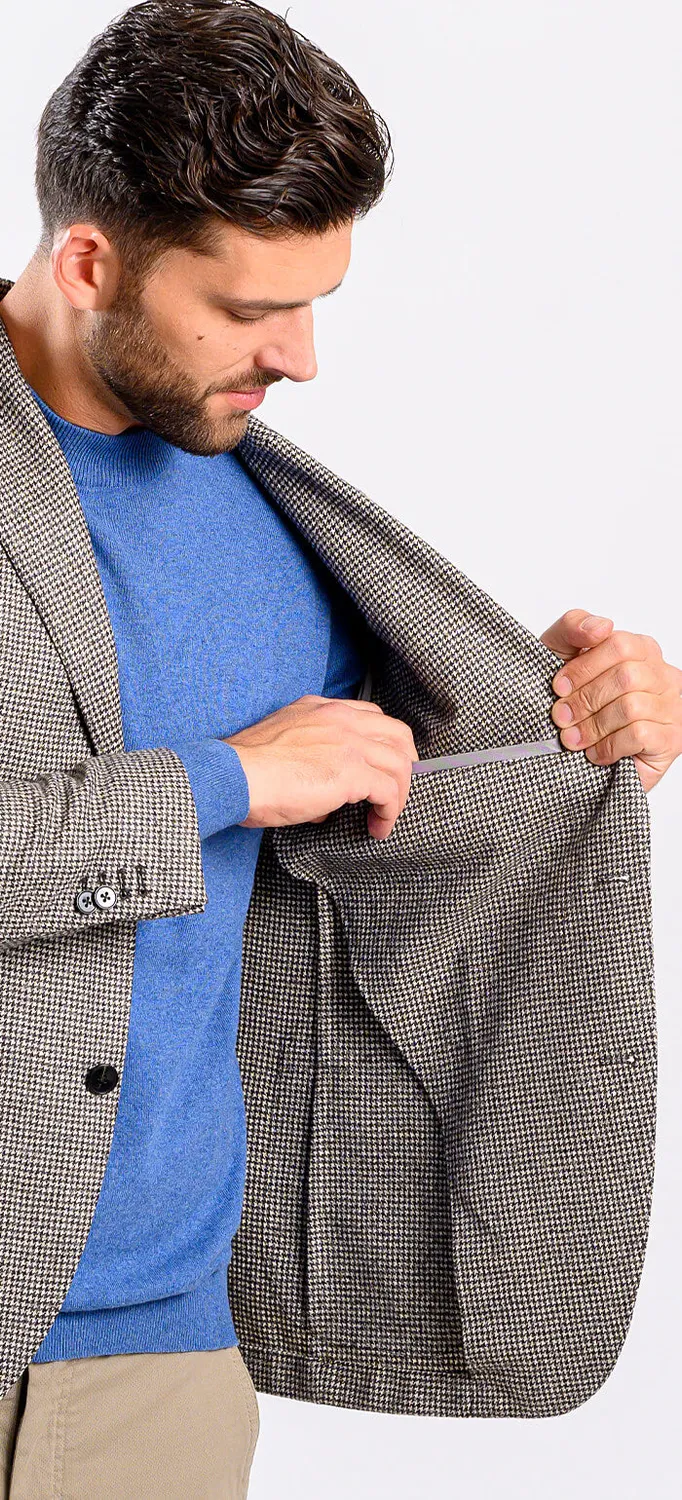 Alain Delon giacca marrone fantasia slim fit lana