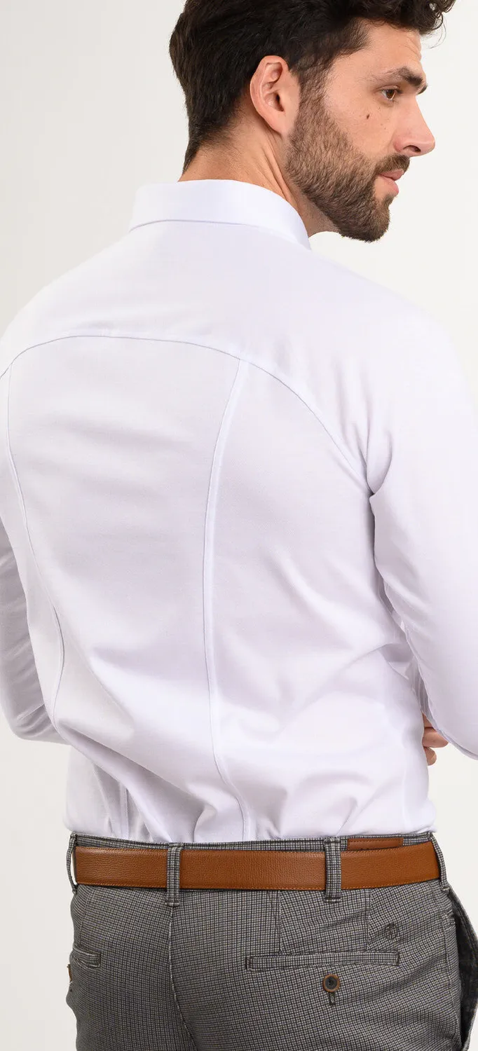 Alain Delon camicia Extra Slim Fit bianca stretch cotone XL