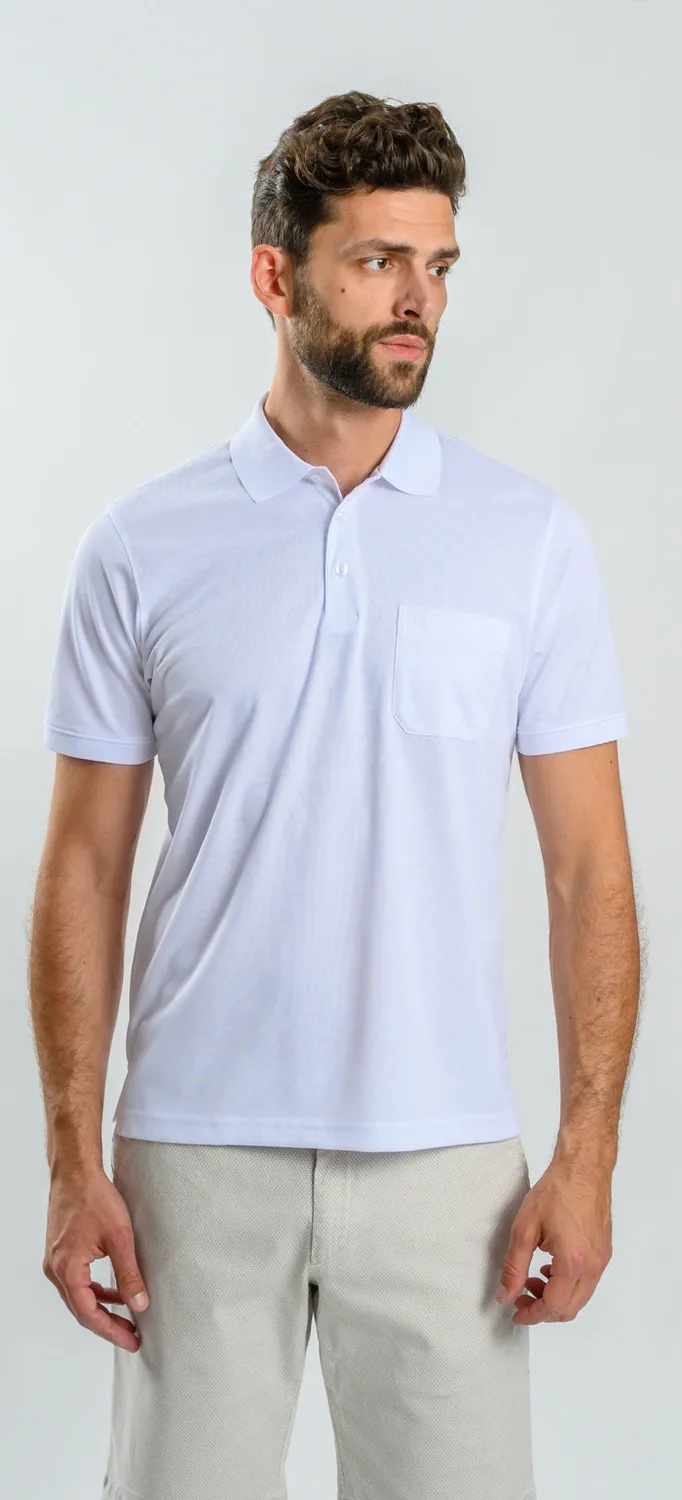 Alain Delon polo bianca uomo slim fit micropima