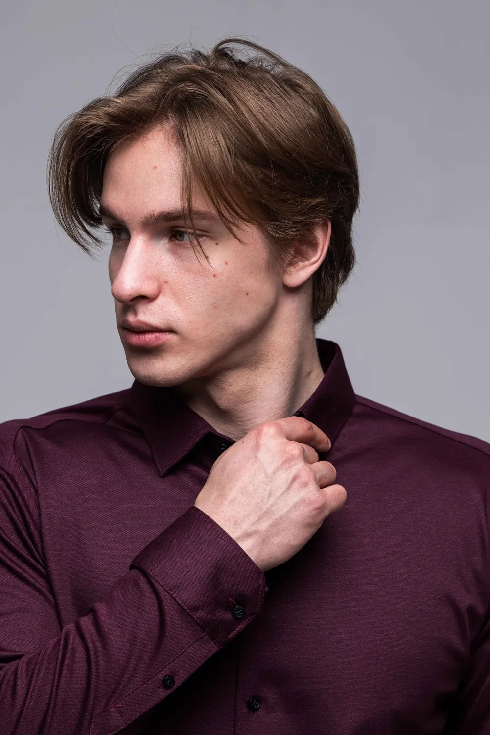 Alain Delon camicia extra slim fit bordeaux stretch jersey