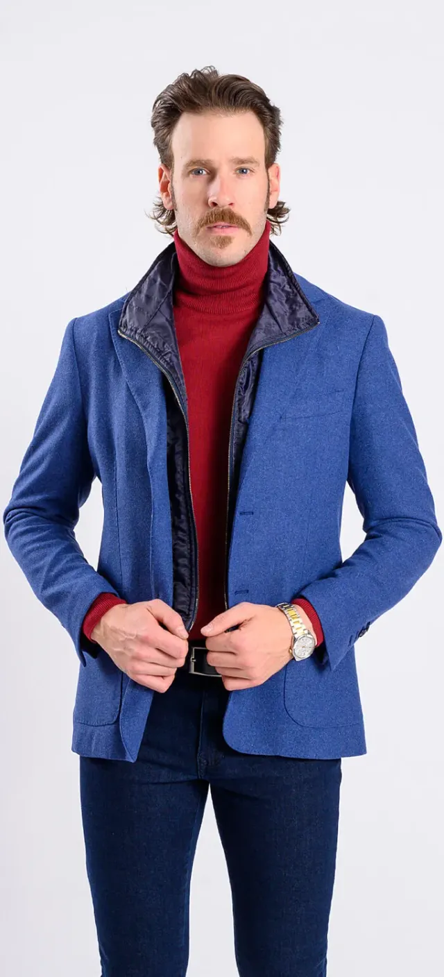 Alain Delon giacca blu con inserto removibile slim fit