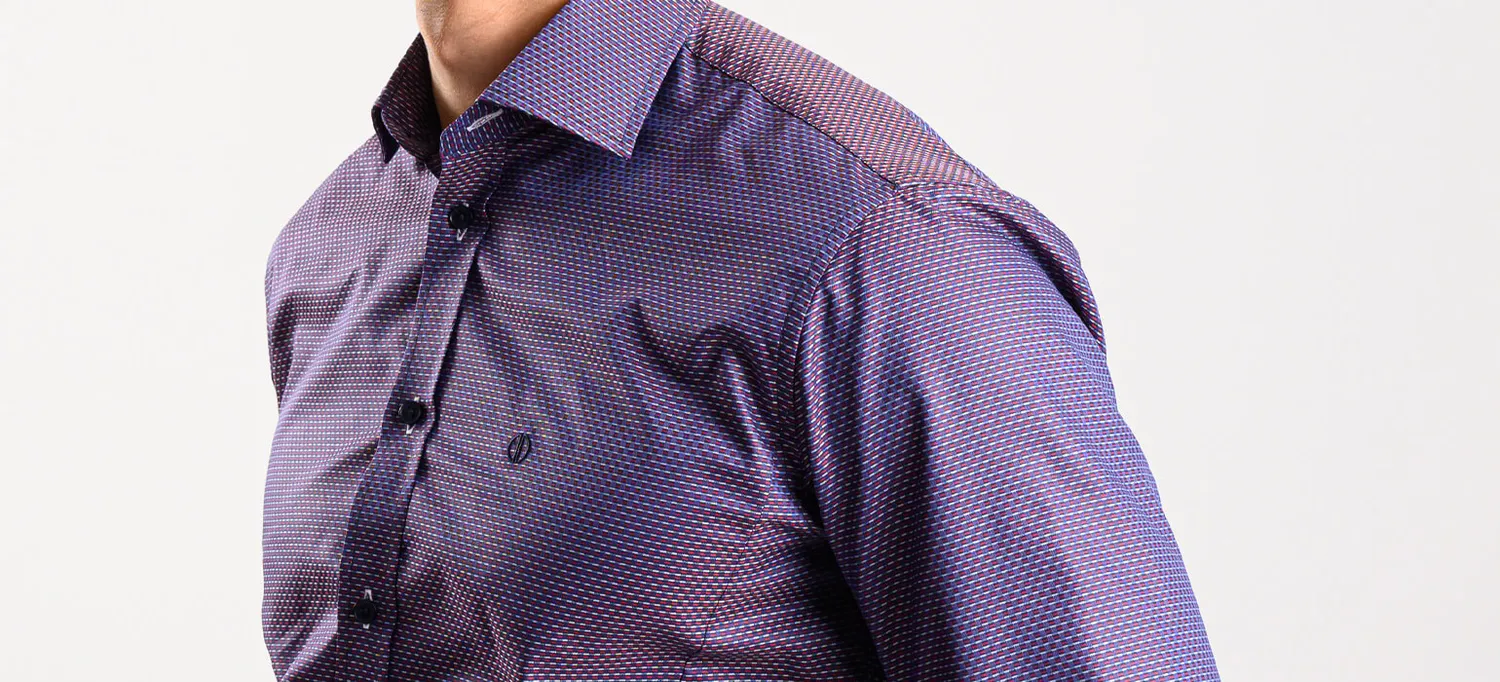 Alain Delon camicia viola fantasia Extra Slim cotone Getzner