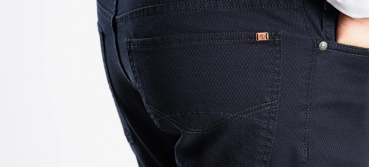 Alain Delon pantalone casual blu scuro slim fit cotone