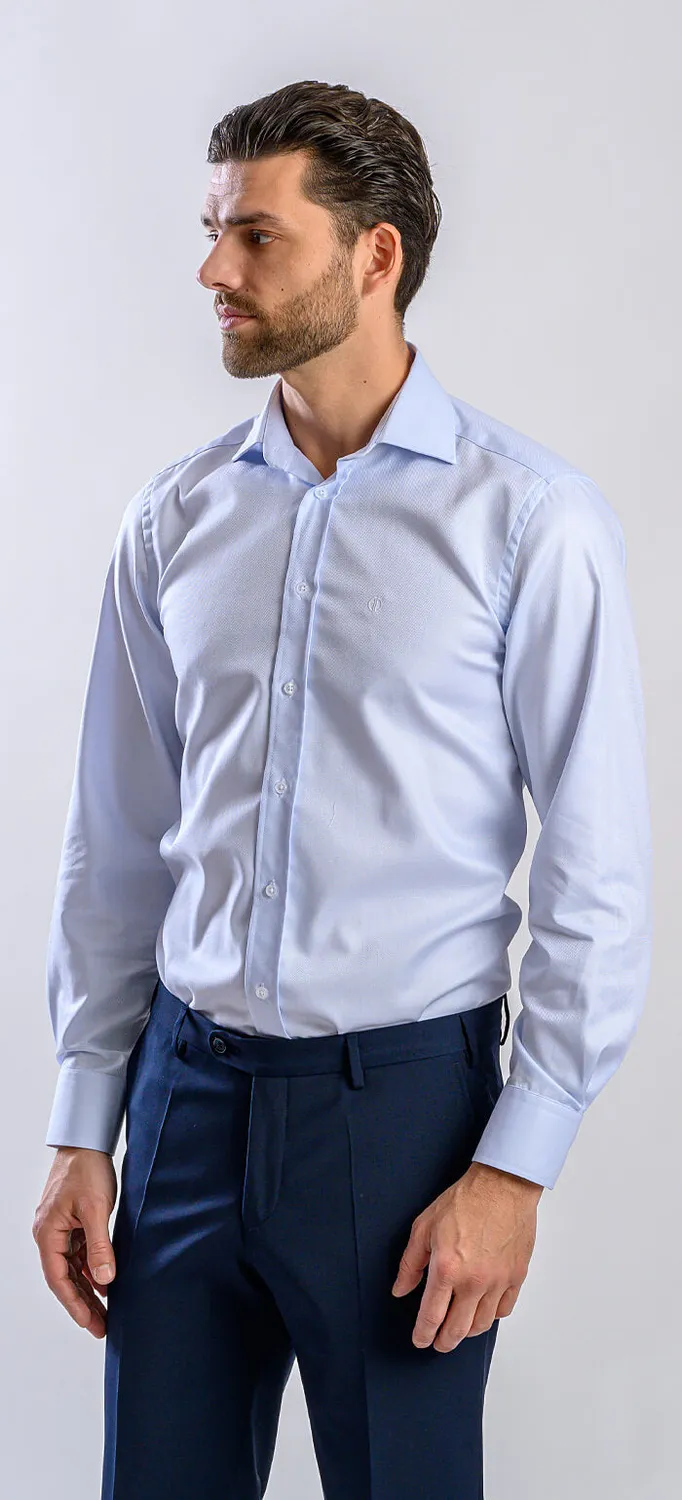 Alain Delon camicia slim fit azzurra cotone Getzner