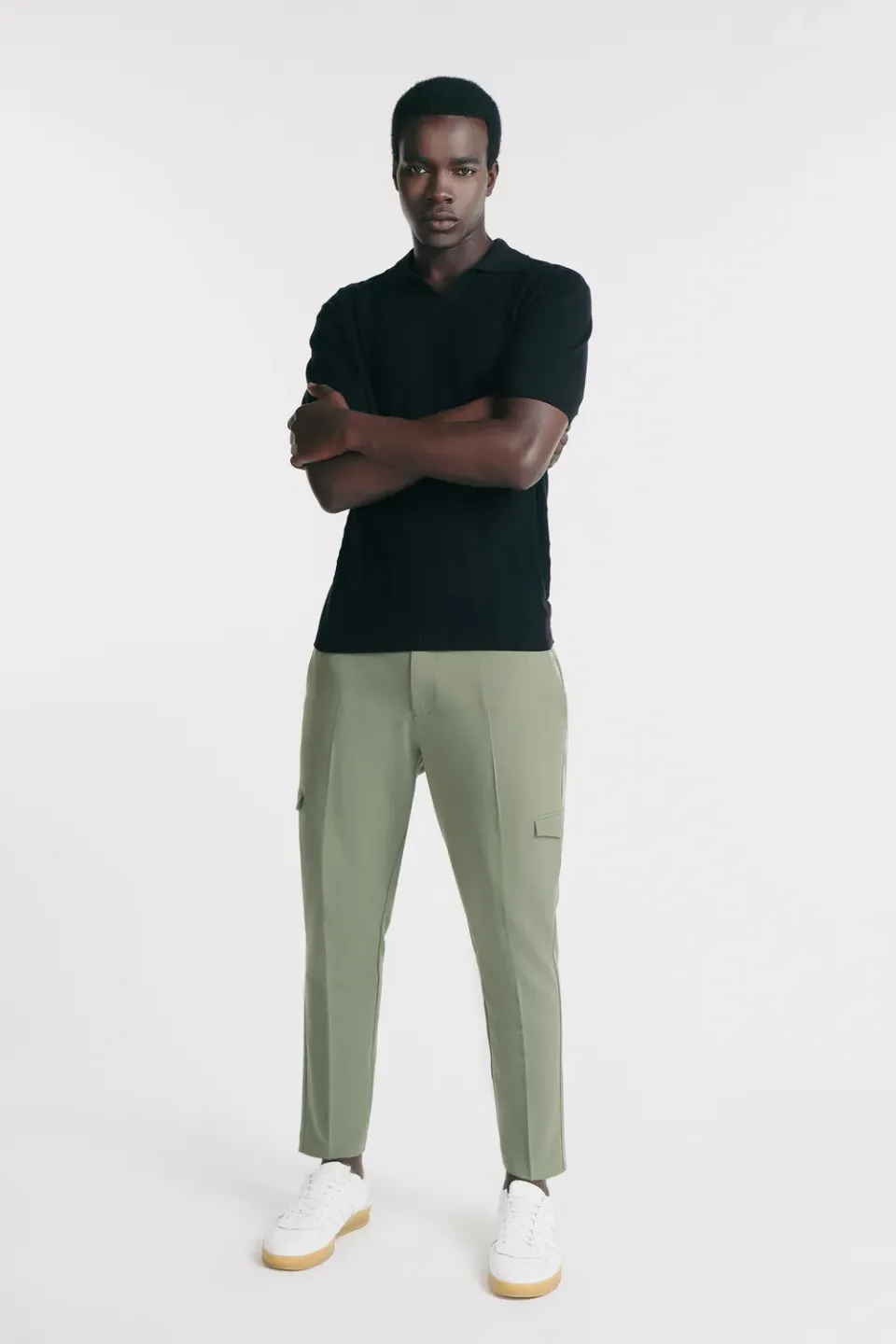 Sonny Bono pantaloni stretch tascone verde militare