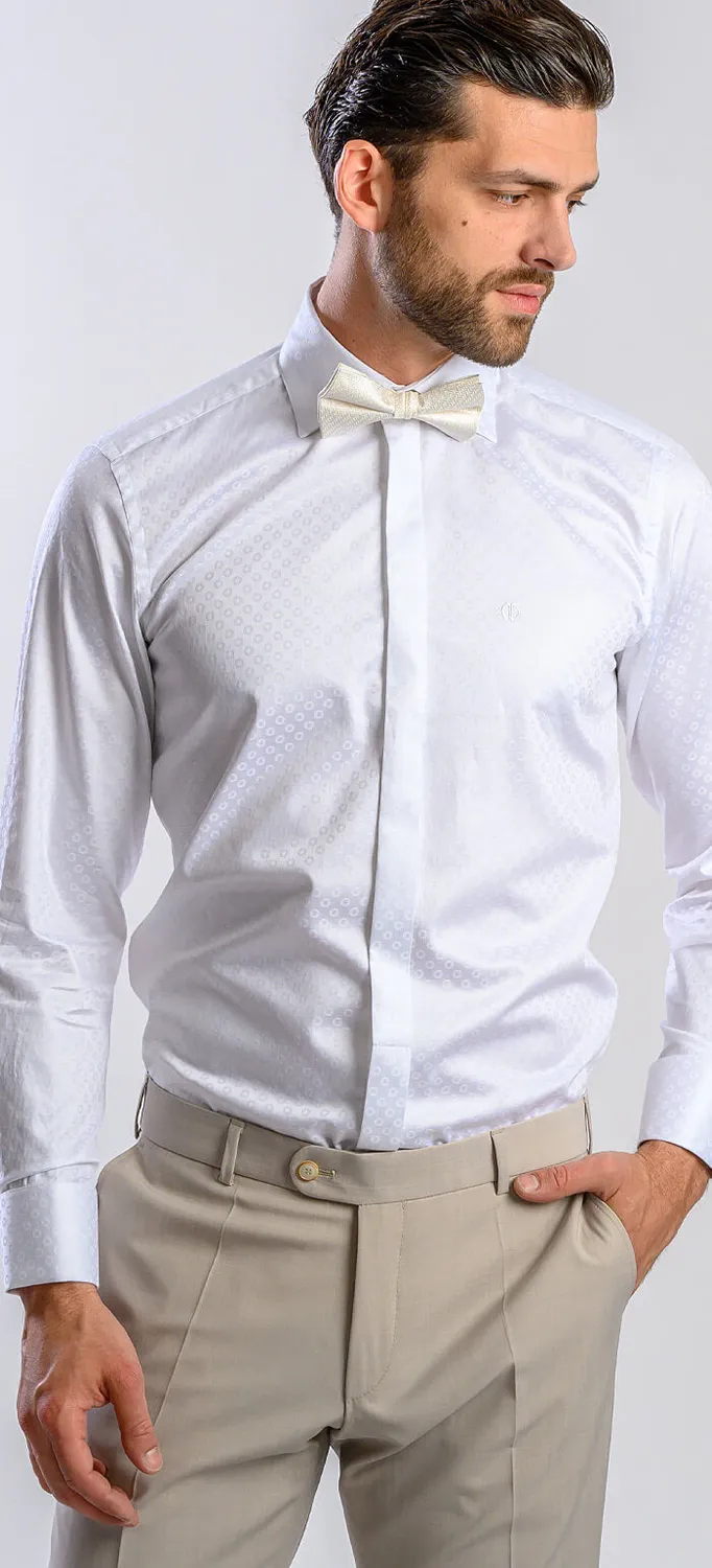 Alain Delon camicia bianca Extra Slim Fit fantasia cotone