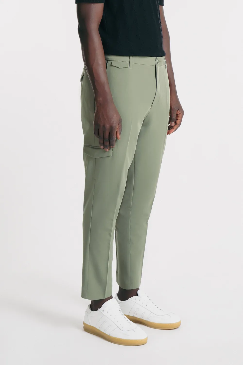 Sonny Bono pantaloni stretch tascone verde militare