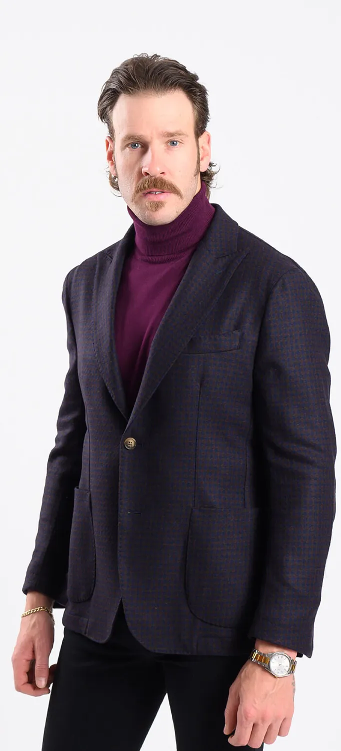 Alain Delon Giacca Bordeaux Lana Fantasia Slim