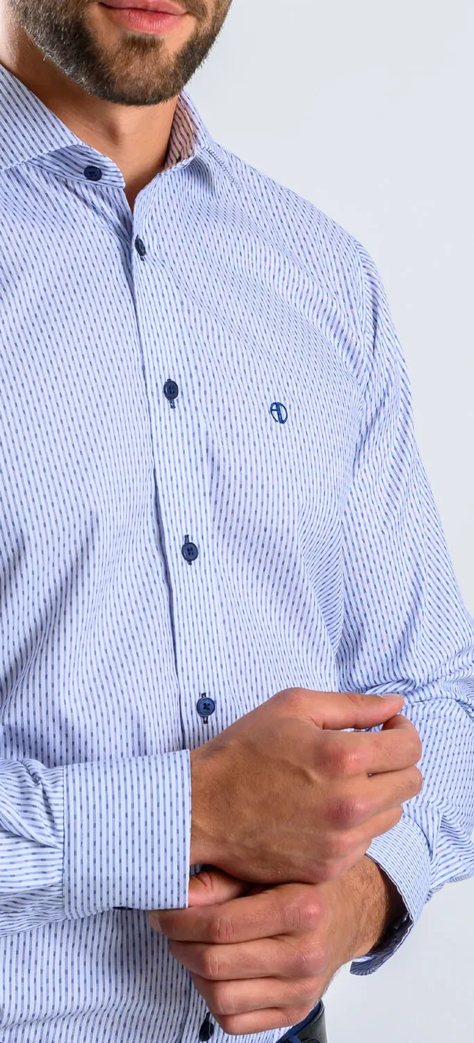 Alain Delon camicia bianca slim fit righe blu cotone