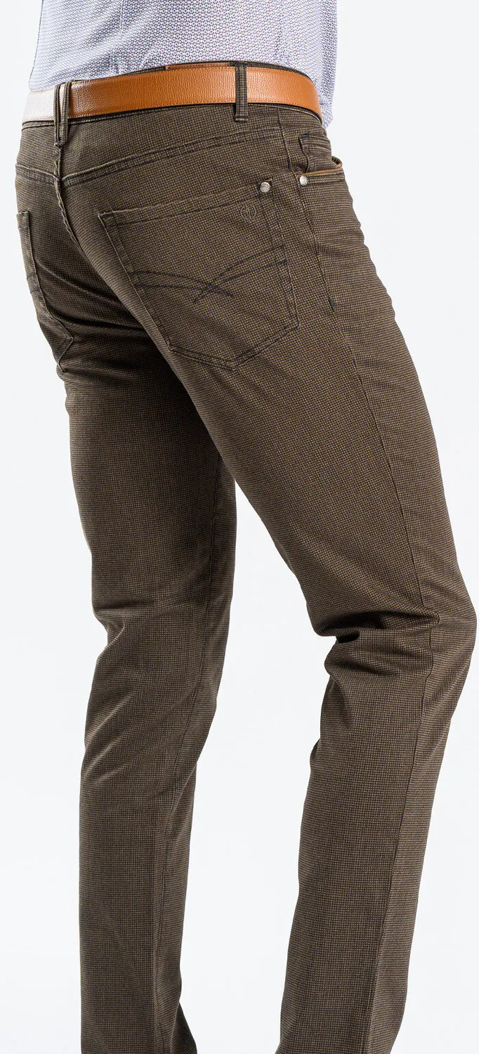 Alain Delon pantaloni casual marroni slim fit elasticizzati