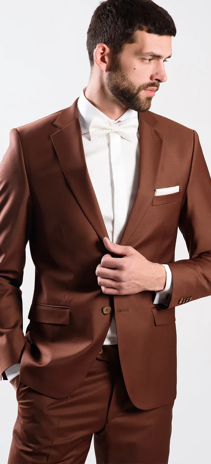 Alain Delon Completo Cannella Slim Fit Lana Matrimonio