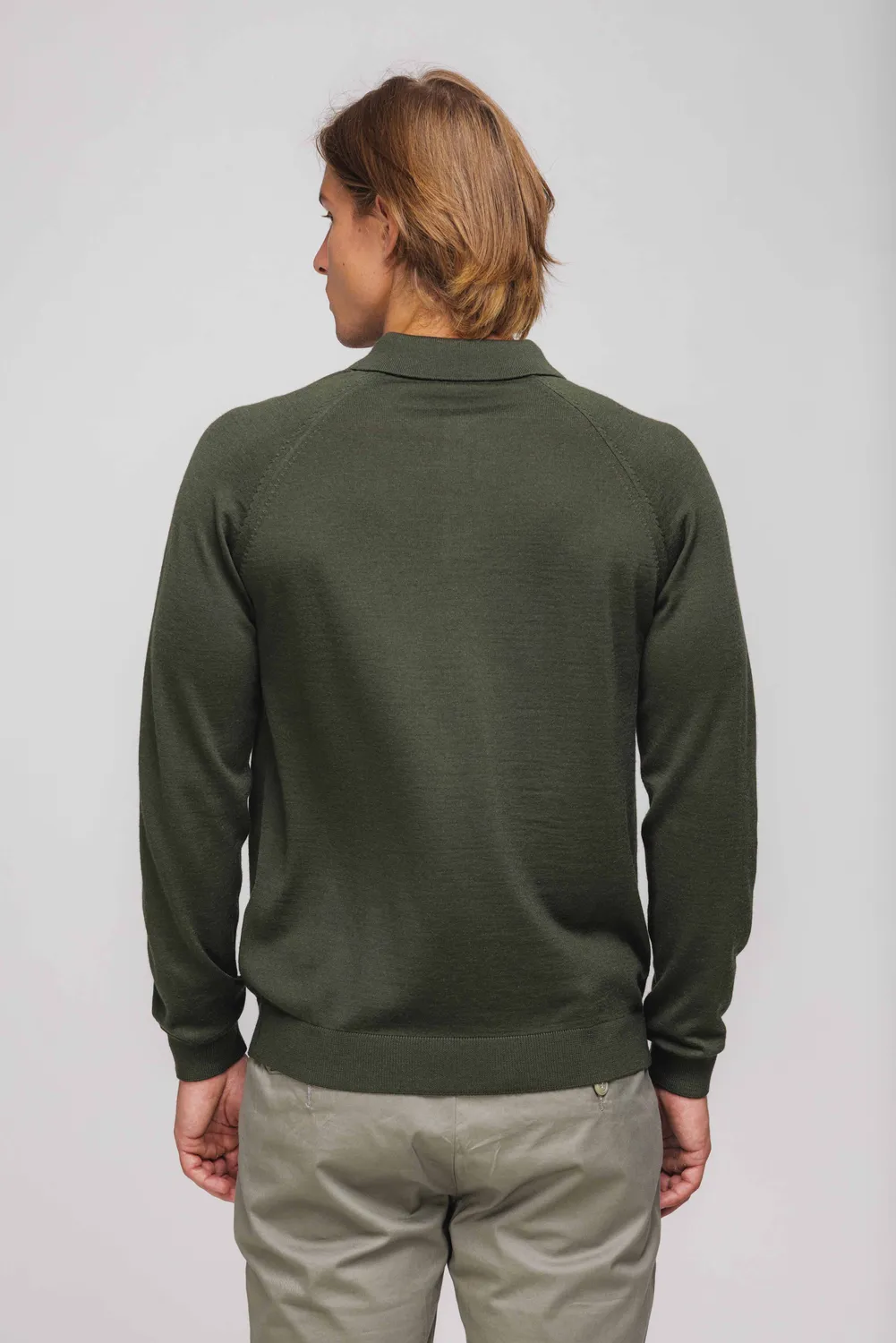 Alain Delon polo maglia verde manica lunga lana