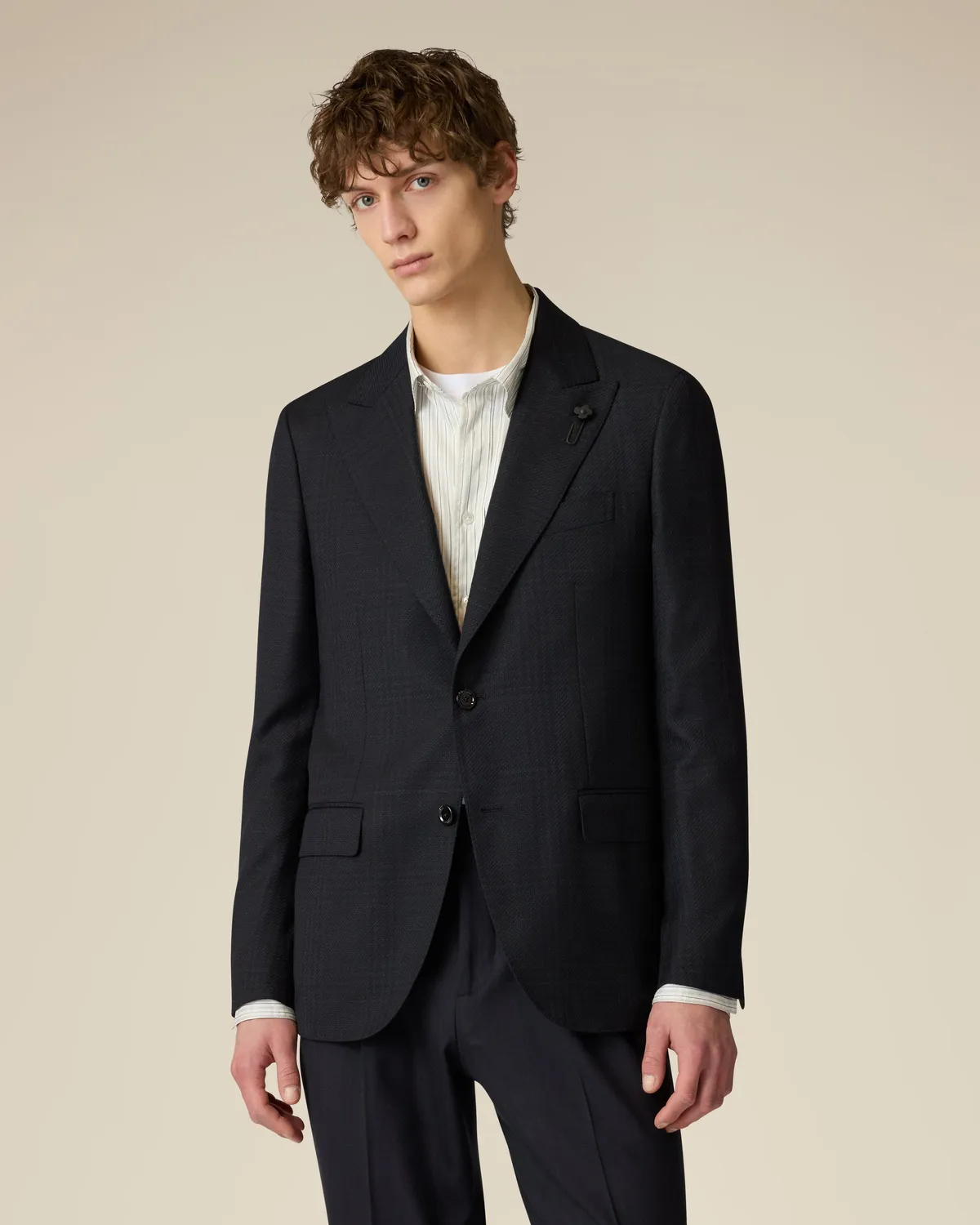 Lardini Iconic Giacca Monopetto Blu Lana Galles