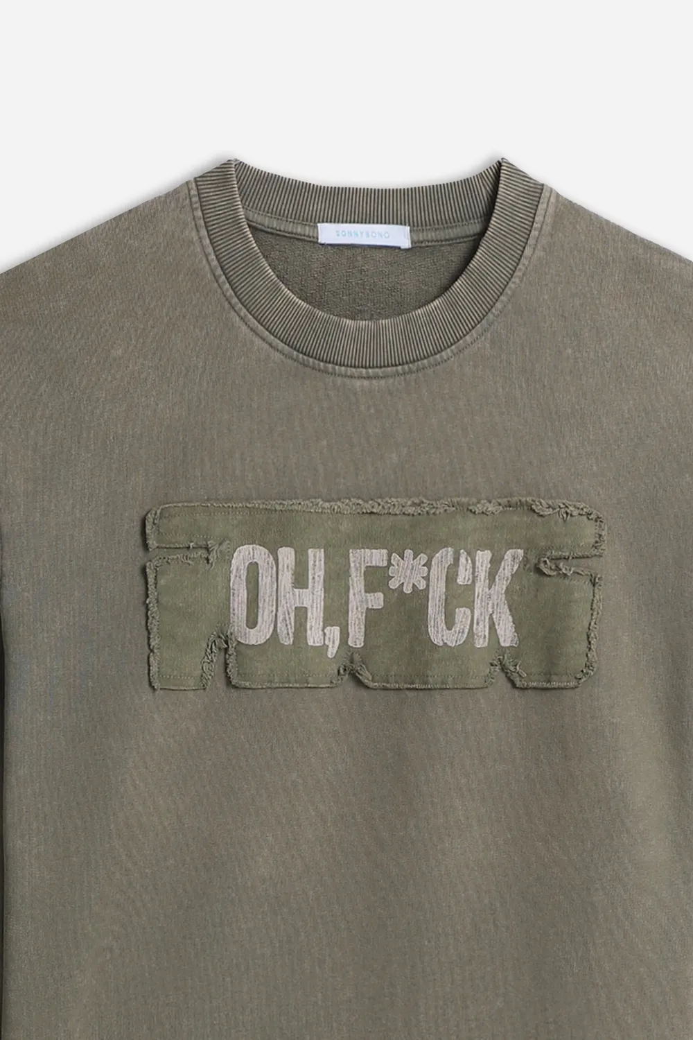 Sonny Bono Felpa Girocollo Acid Wash Verde Militare
