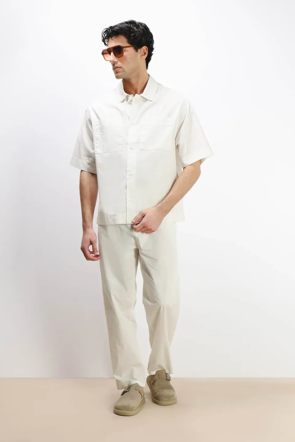 Sonny Bono pantalone chino doppia pence gesso