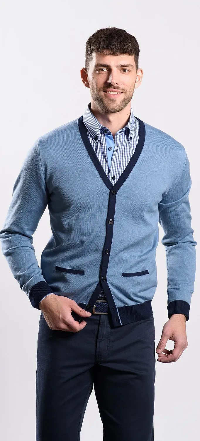 Alain Delon maglione azzurro cotone taglia M