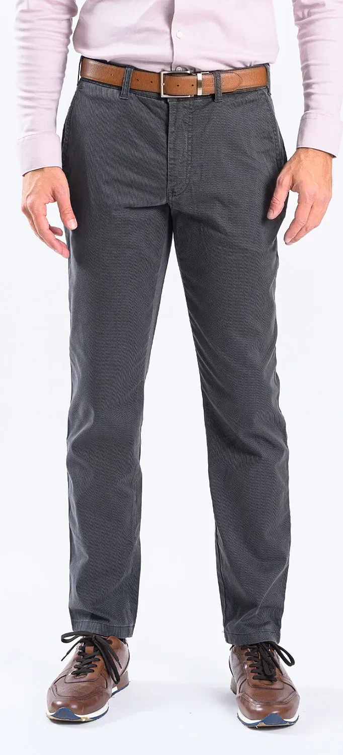 Alain Delon pantaloni grigi slim fit cotone micro-fantasia