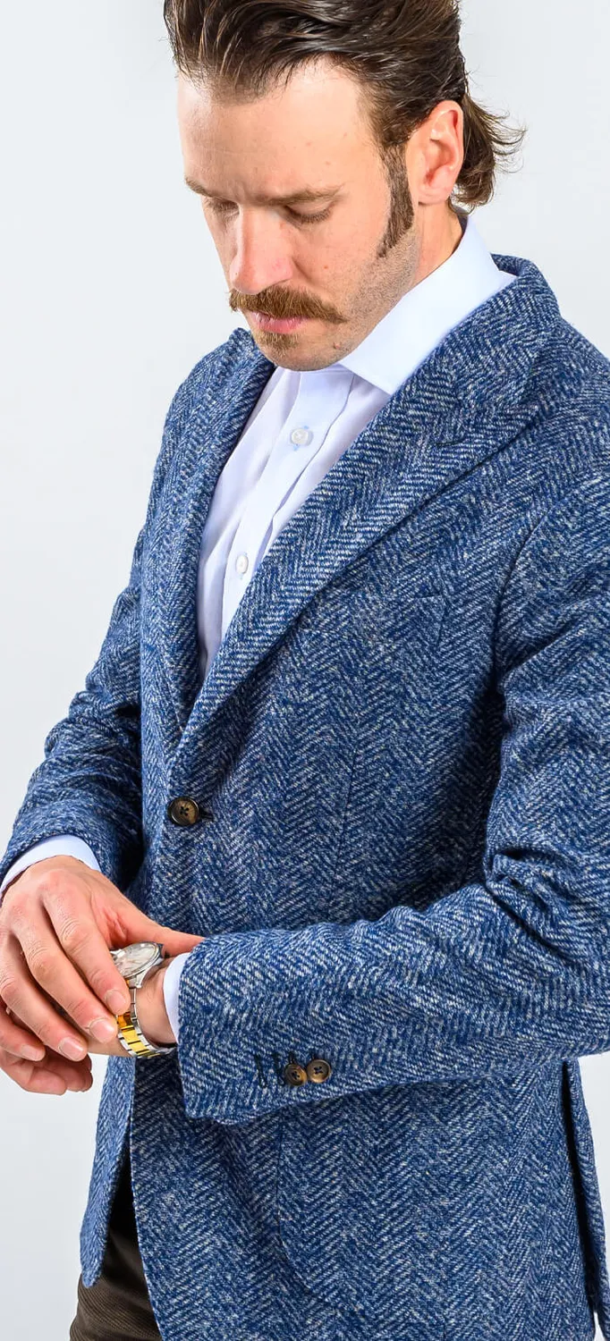 Alain Delon Slim Fit giacca blu fantasia gallo