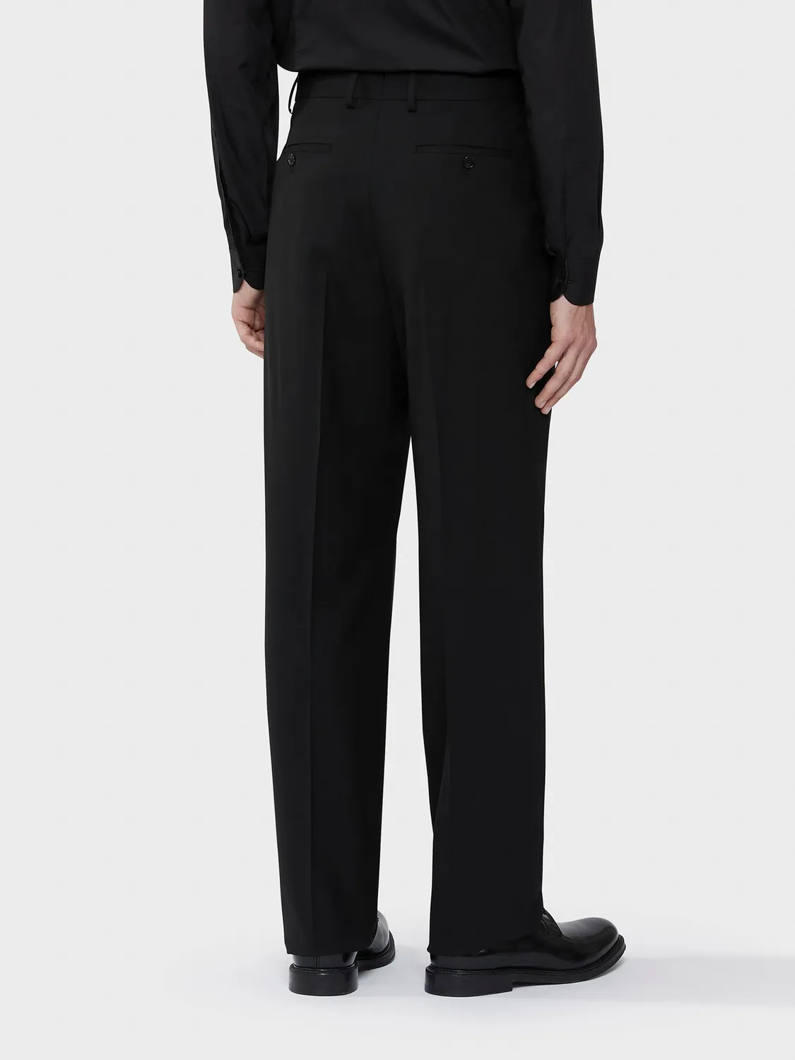 Caruso Houdini Pantalone Lana Nero Doppia Piega
