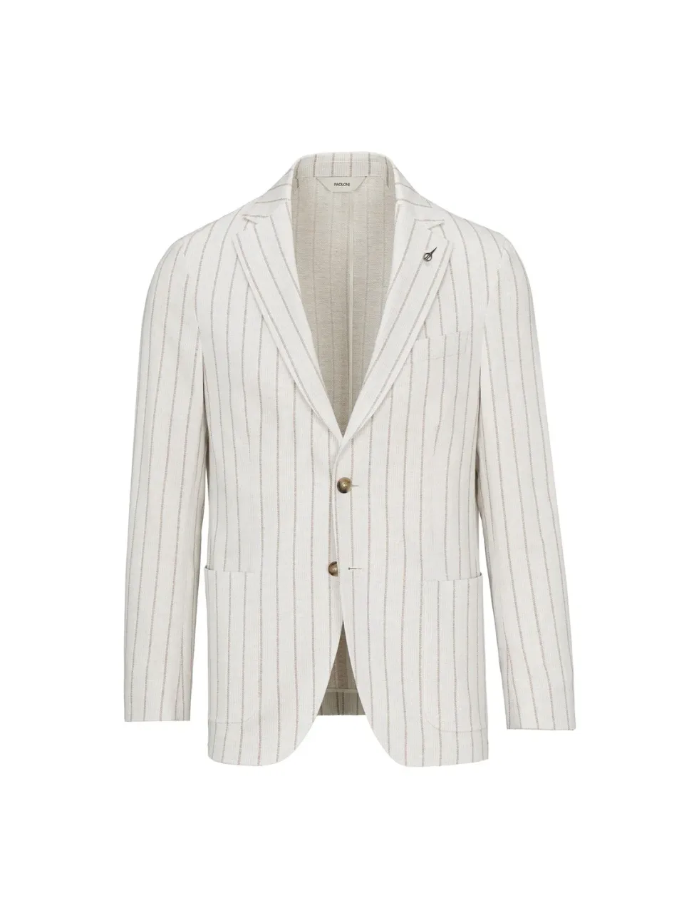 Paoloni Giacca jersey gessato di cotone beige