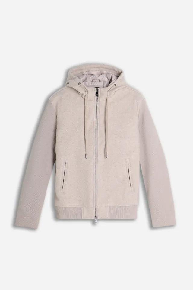 Sonny Bono Giubbotto Panno Full Zip Cappuccio Beige