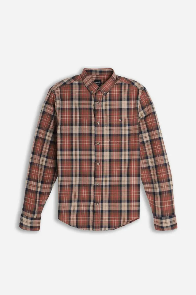 Sonny Bono Flanella camicia a quadri coccio
