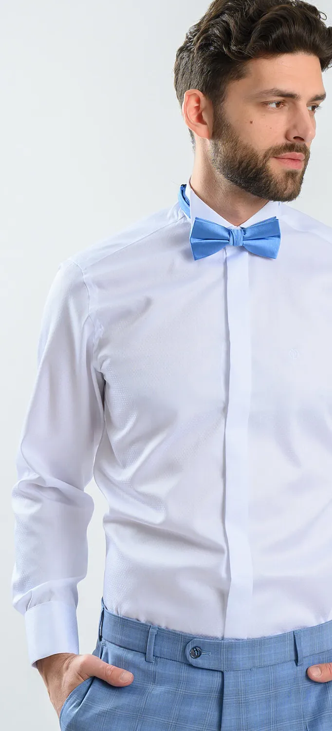 Alain Delon camicia smoking extra slim fit bianca gemelli