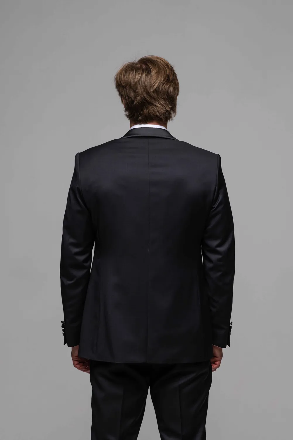 Alain Delon Smoking Nero Lana Slim Fit Rever Scialle