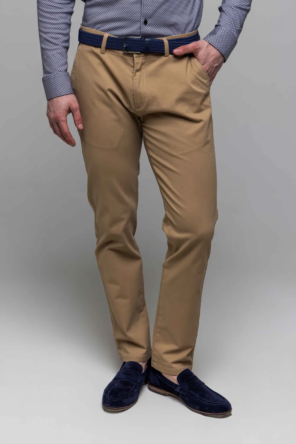 Alain Delon chinos marroni cotone elasticizzato uomo