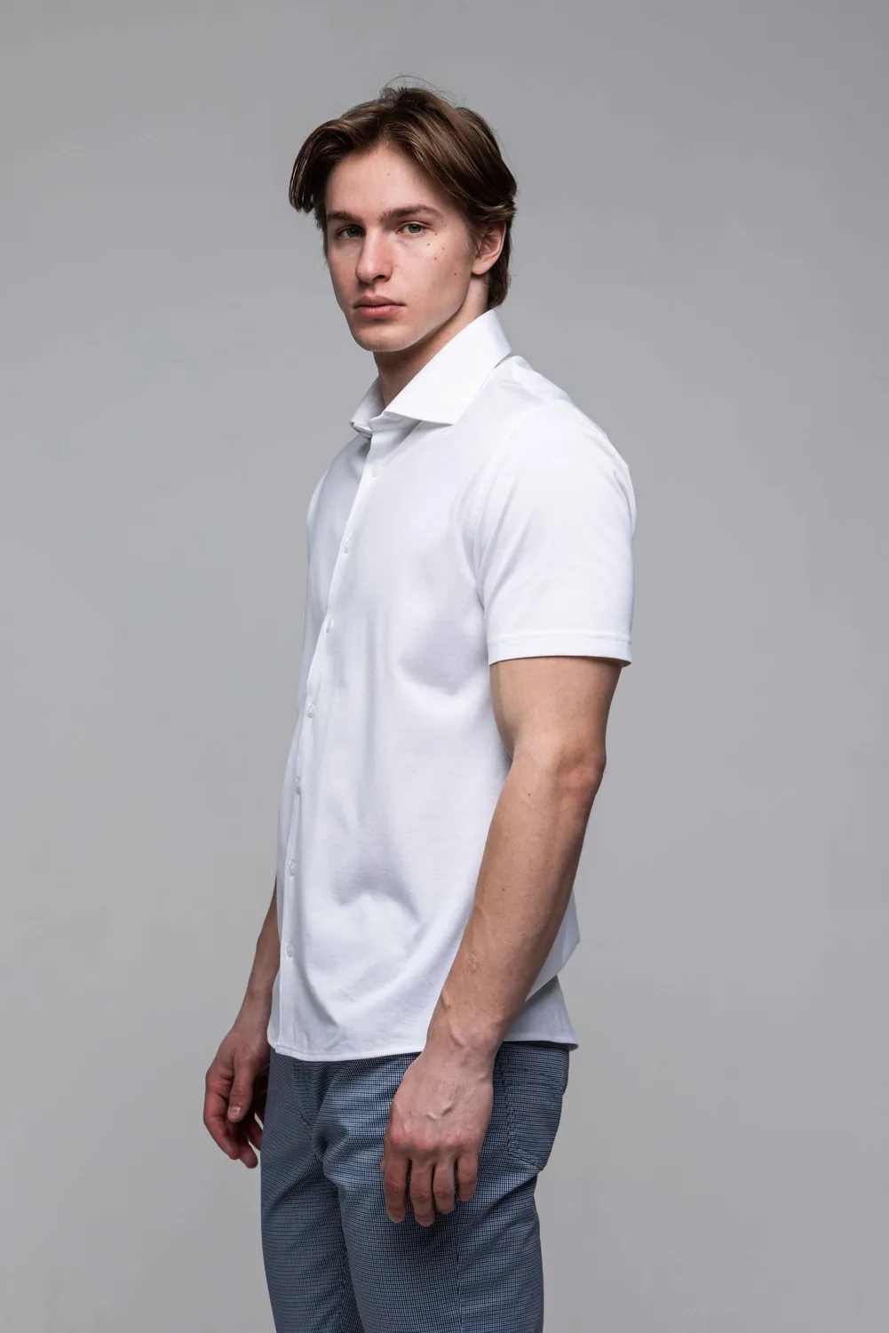 Alain Delon camicia extra slim manica corta bianca cotone
