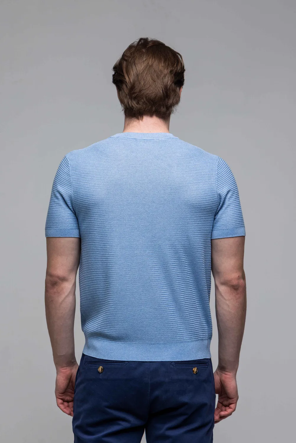 Alain Delon t-shirt azzurra lyocell 100% maglia