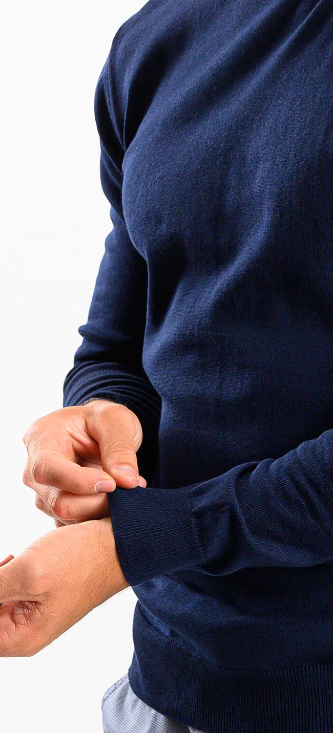 Alain Delon maglione girocollo blu navy in cotone