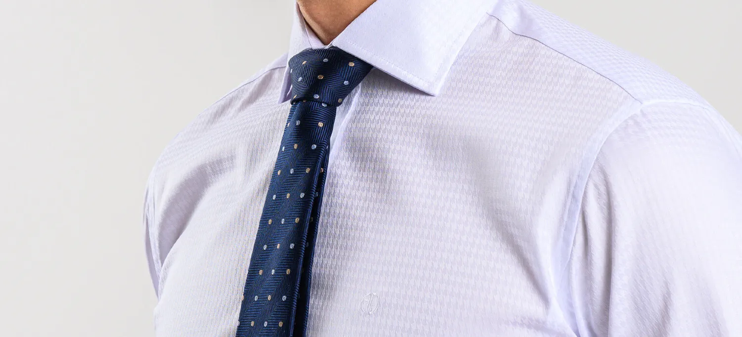 Alain Delon Extra Slim camicia uomo bianca pied-de-poule