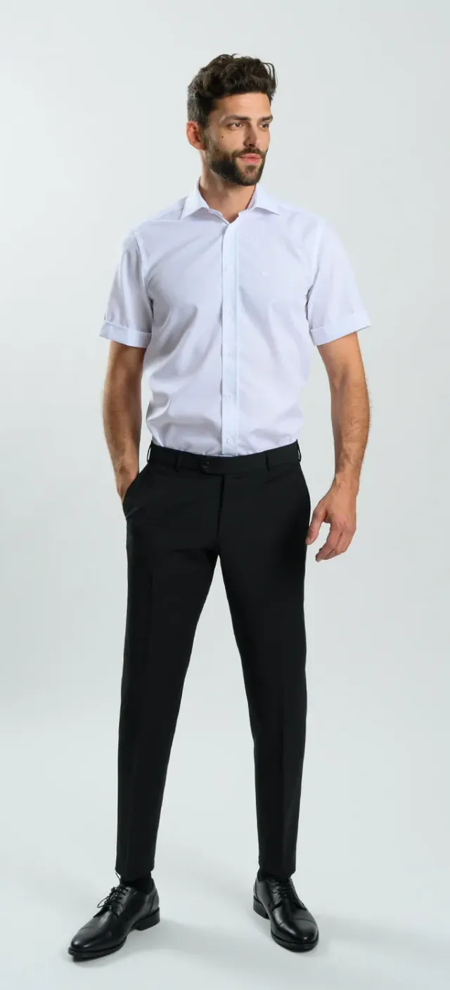 Alain Delon camicia manica corta slim fit bianca fantasia