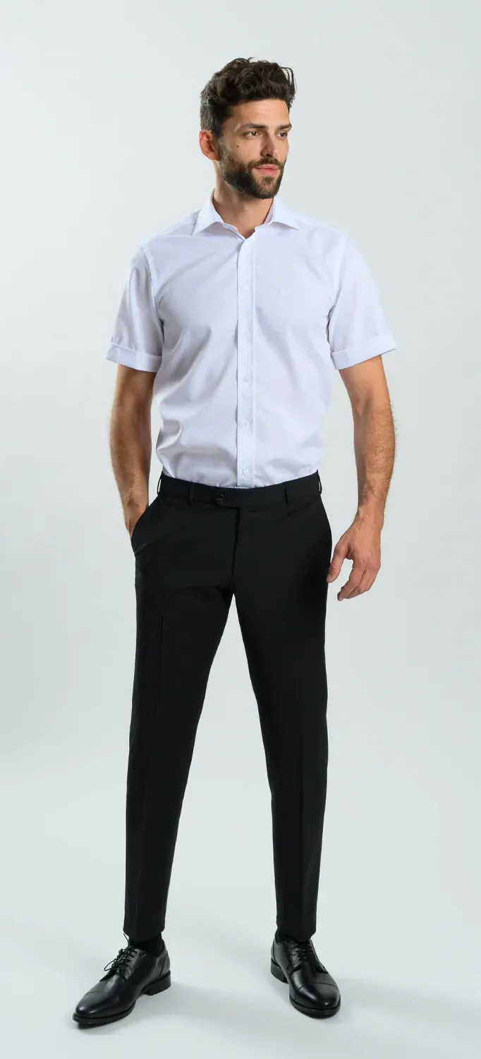 Alain Delon camicia manica corta slim fit bianca fantasia
