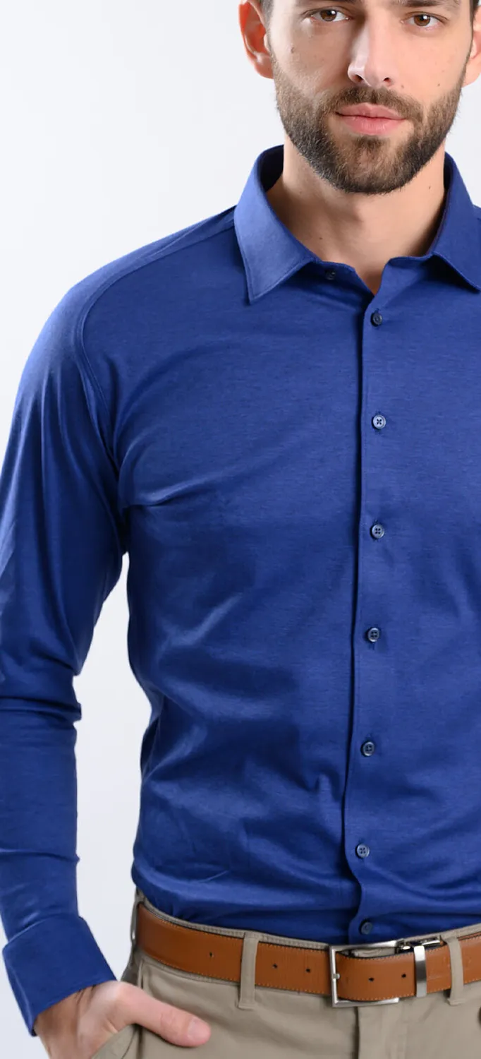 Alain Delon Royal Blue camicia elasticizzata blu royal