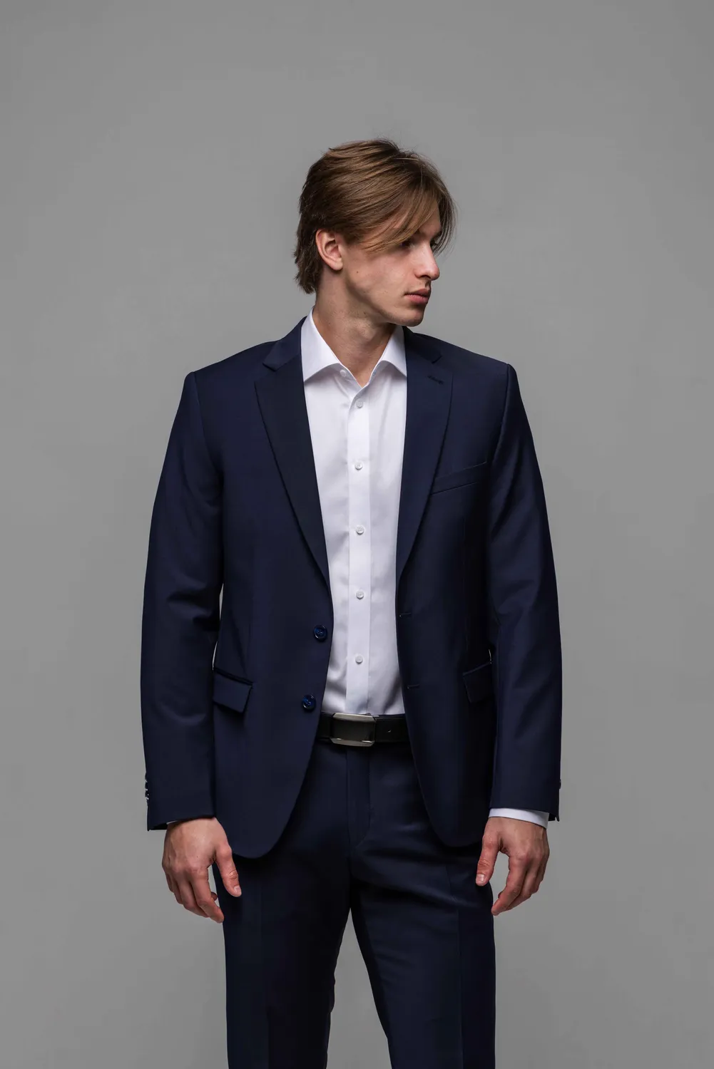 Alain Delon Basic giacca abito blu navy monopetto lana