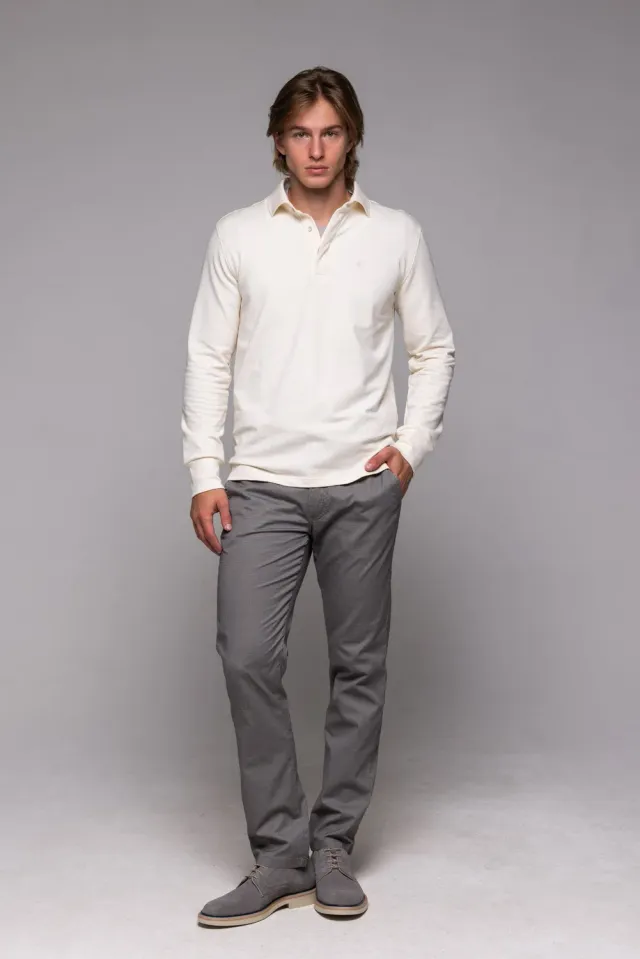 Alain Delon polo crema manica lunga cotone modal
