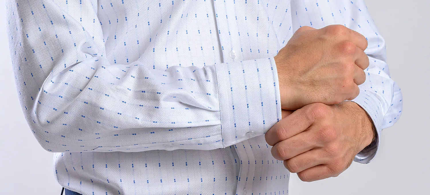 Alain Delon Camicia Bianca Righe Blu Slim Fit
