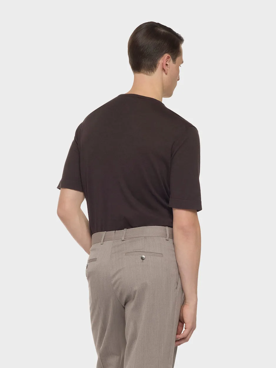 Caruso Butterfly t-shirt maglia seta cotone marrone