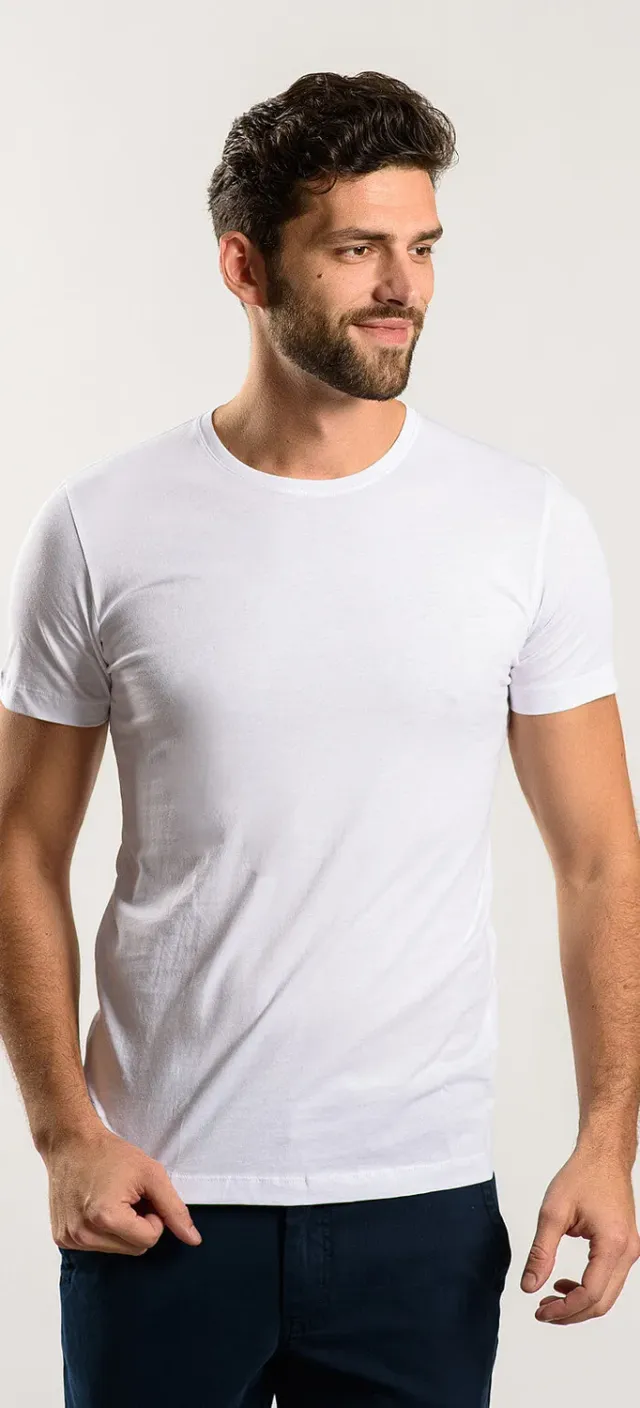 Alain Delon t-shirt bianca cotone elasticizzato girocollo