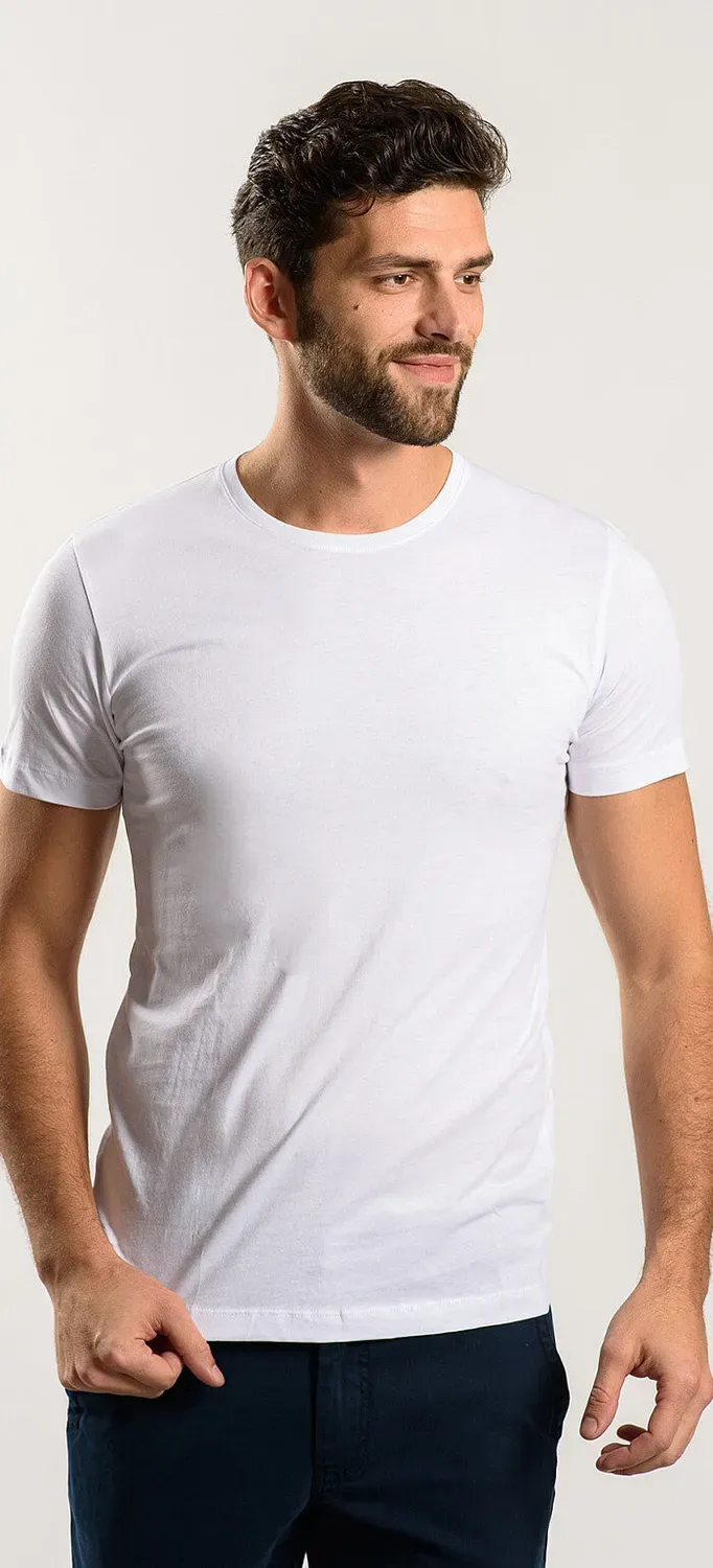 Alain Delon t-shirt bianca cotone elasticizzato girocollo